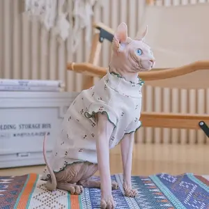 Sphinx Hairless Cat Devon Pet Cotton Summer Lightweight Breathable Cute Cherry Short Sleeve Vest Air Conditioning Shirt