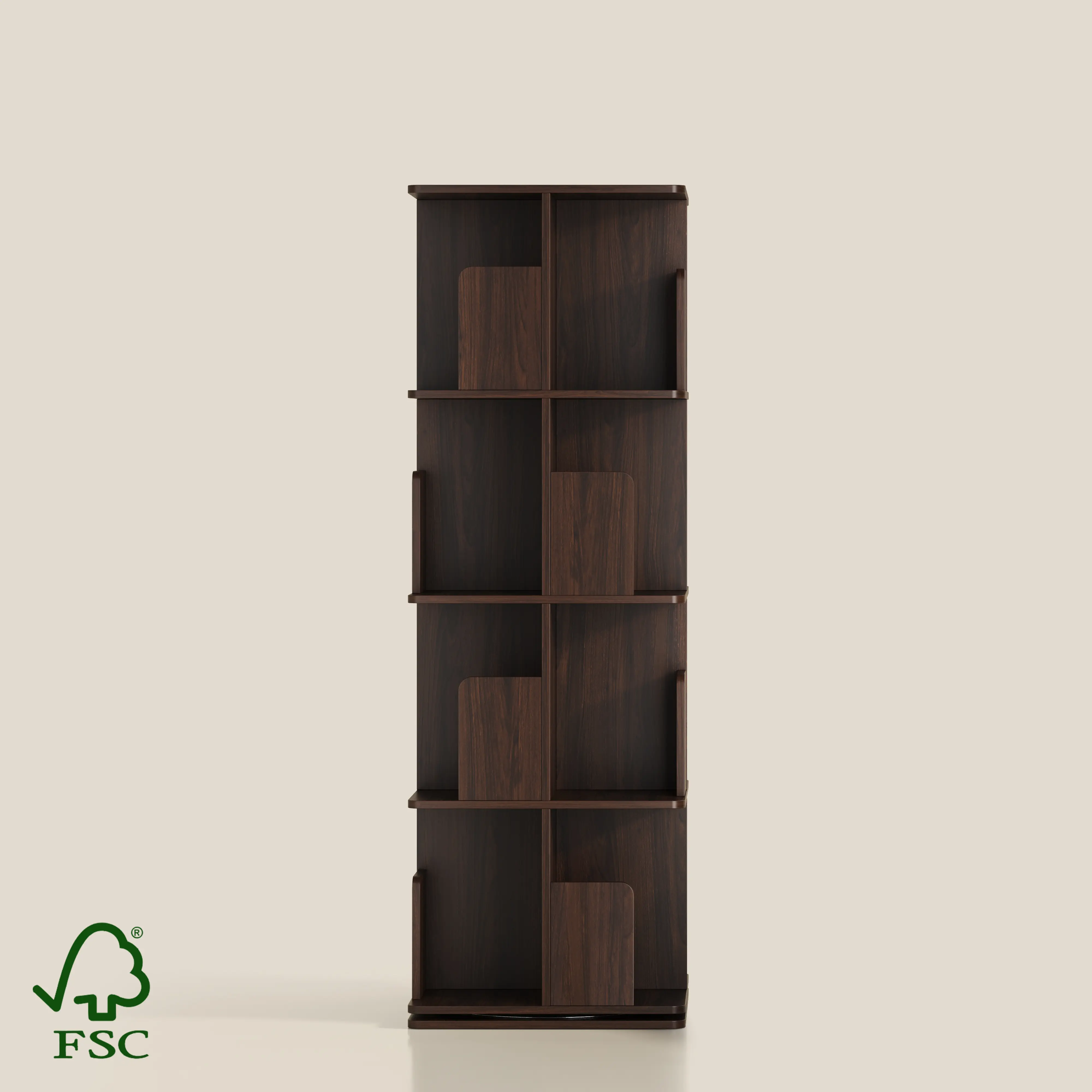 YOWOS Vortex Series Vitru Spin 360° Rotating Bookshelf 4 Tiers– Modern Space-Saving Storage Rack for Living Room & Bedroom