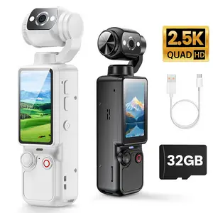 Portable 2.5K Ultra HD Video Recorder with 180° Rotating Lens, Handheld Stabilizer Pocket Camera, Full Body Camera for Vlogging, Travel & Daily Life Recording, USB Rechargeable, Black, Vlogging Camera, Modern Gadget, Durable Construction, Camcorder