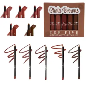 Italia Deluxe Top Five Lip Kit with Mousse Matte Lipsticks and Ultrafine Lipliners, Creamy, Highly Pigmented, Long Lasting Lip Makeup Combo