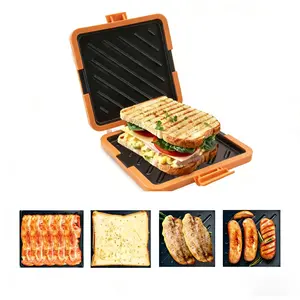 Silicone Microwave Sandwich Maker – Fast, Even Cooking Sandwich Mold, Heat-Resistant & Dishwasher Safe Kitchen Tool Nonstick Griddle Indoor Grill Accessories