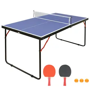 Foldable & Portable Mini Ping Pong Table Set (Great for Kids’ Practice, Easy to Store) with Net, 2 Paddles & 3 Balls – 4.5ft for Indoor & Outdoor Games