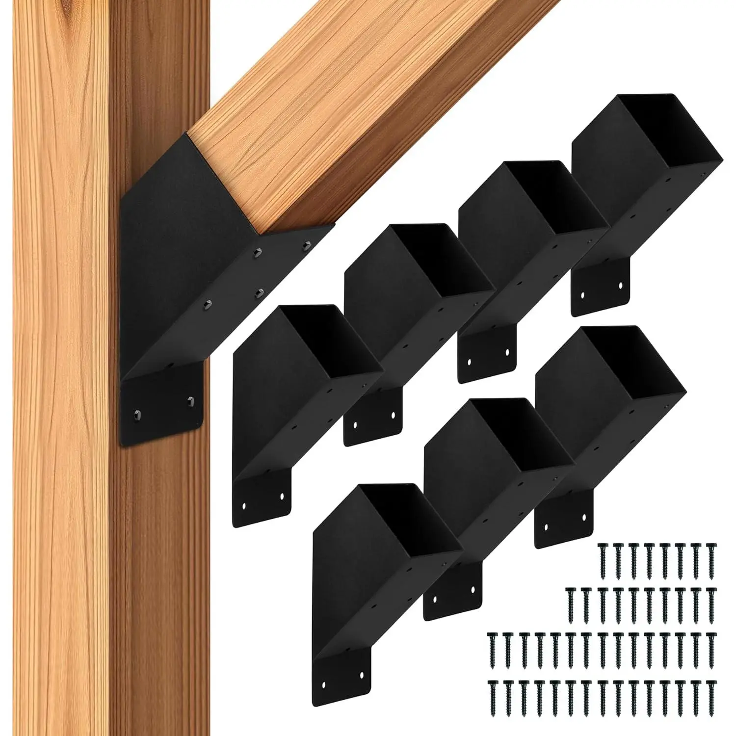 4x4 Pergola Brackets - 8 Pack Powdercoated Steel Corner Pergola Kit - 45  Angle Bracket Angle Brace for DIY Installation - Hardware Kit and Accessories, Roof Gazebo Kits