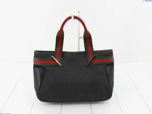 Pre-owned GUCCI denim Tote Bags Sherry Line Black Tote