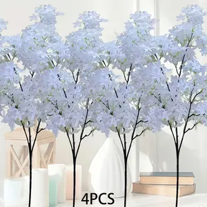 4 37.4-inch tall large artificial red maple decorations - durable plastic materials, elegant pure white flowers, UV weather-resistant design, Lifelike Artificial Flower