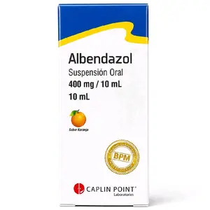 Caplin Point Albendazole Liquid Syrup 400 mg/10 mL Multivitamin Support Dietary Supplement Orange Flavor