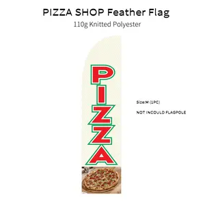 1pc Modern Polyester Pizza Print Feather Flag (White Single Side), 64*240cm Double-Sided Decoration Banner for Outdoor Marketing, No Flagpole or Stand