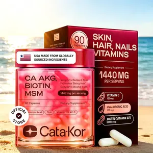 Cata-Kor Skin, Hair & Nails Supplement – Ca AKG |   MSM |   Hyaluronic Acid |   Biotin – Supports Radiant Skin, Promotes Shiny Hair & Strong Nails – Beauty Complex, Dietary Supplement