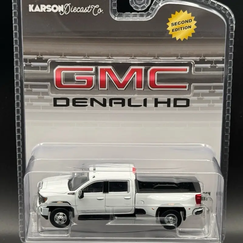 Greenlight Karson Diecast Exclusive 2022 GMC Sierra 3500 HD Denali Duramax Dually - White - 1:64 Scale, Limited Edition - Collectible Model