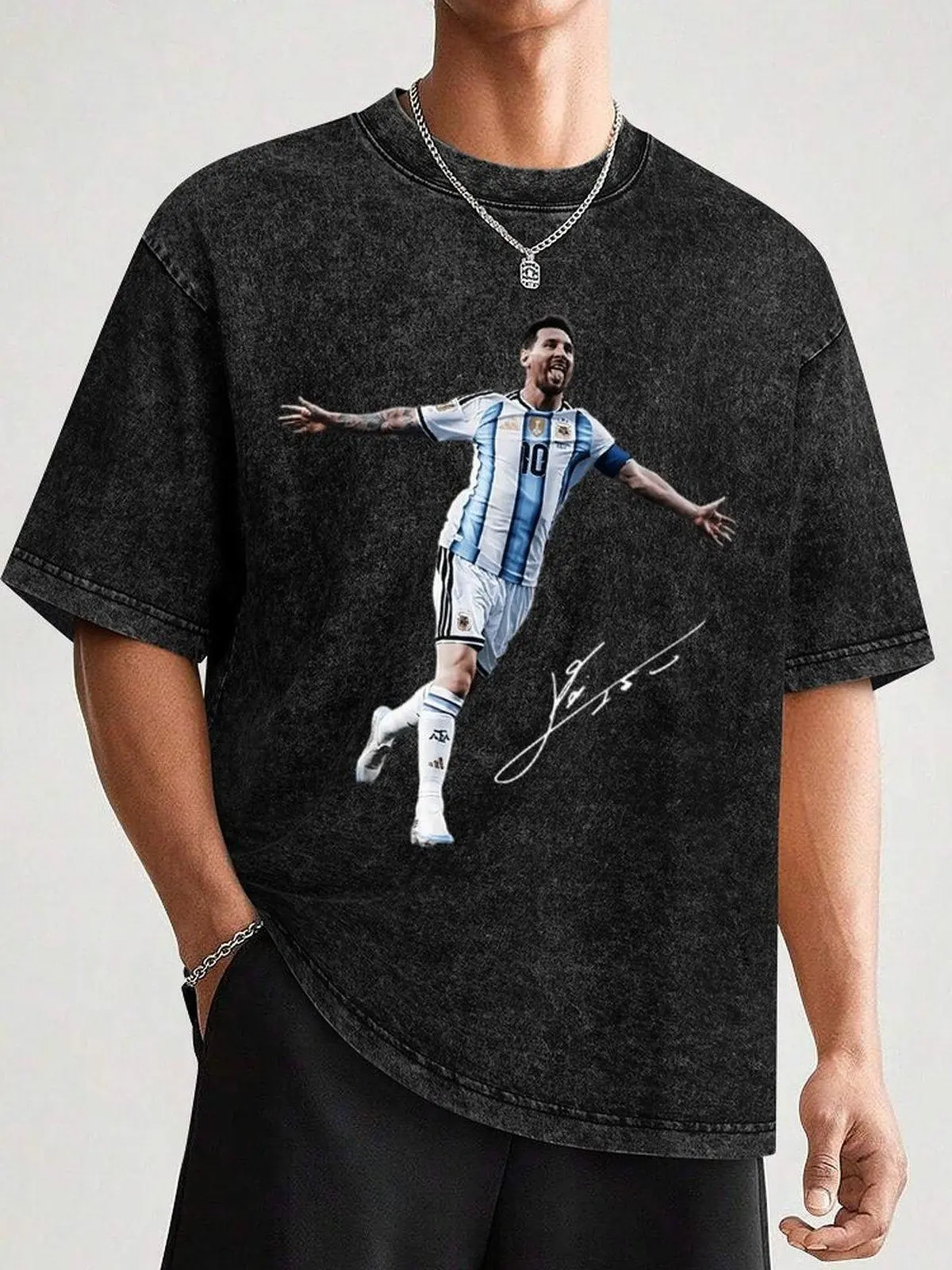 Messi T Shirt Soccer Football Fan Shirt Number 10 Graphic Tee Argentina Legend Vintage Washed Oversized Streetwear Cotton Short Sleeve Casual Sportswear Gift For Football Fans