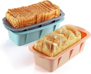Bread Loaf Pan 3PCS Silicone Non-Stick Bread Pans for Baking, Easy Release Loaf Pan, Great for Homemade Bread, Cakes, Brownies, Dishwasher Safe (3 Colors, Nesting Design) NoBrand