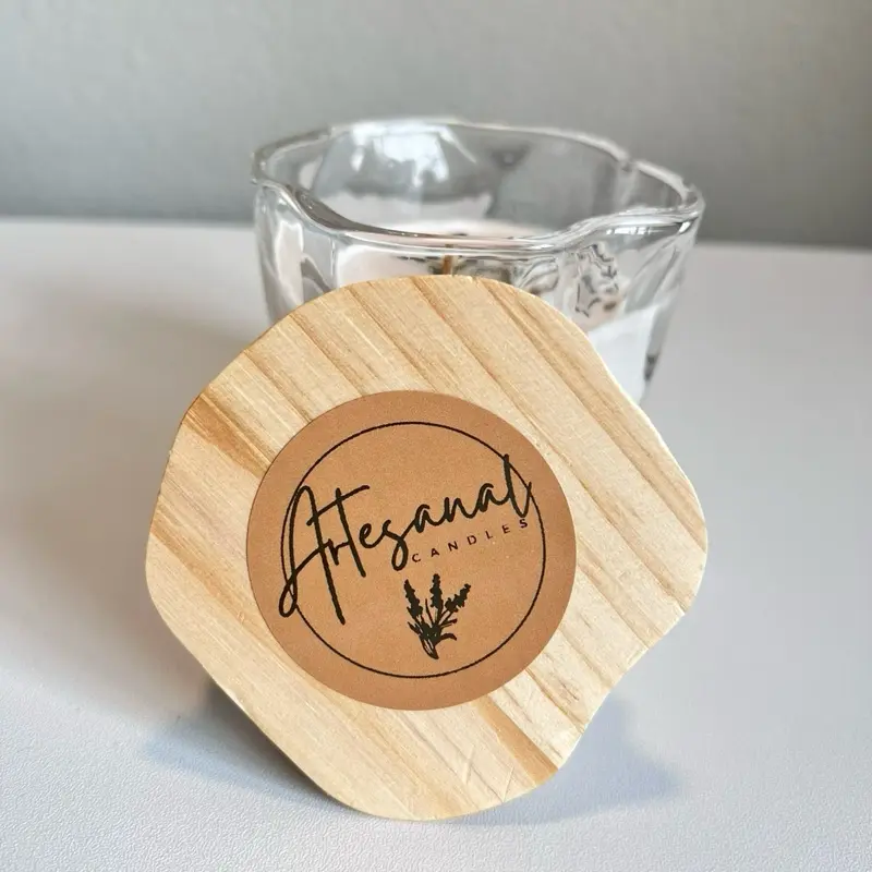 Artesanal Candles 100% Soy Wax Personalized Aroma Candles Unique Jars and Refills with Natural Wooden Lid