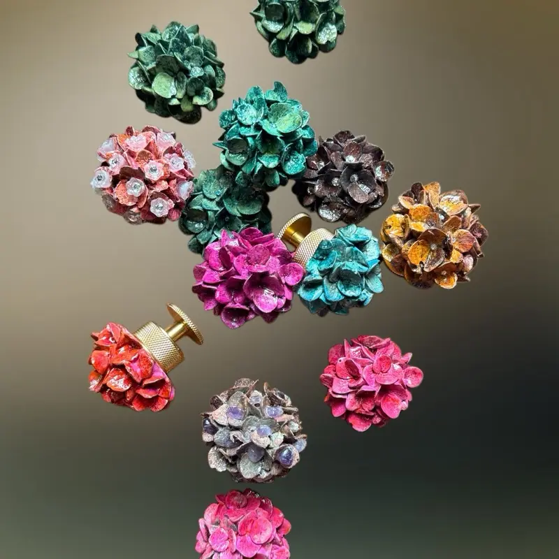 Cabinet Knobs, Handpainted Multicolor Handmade Floral Designs for Door Handles Wardrobe Kitchen or Make Up Cabinets Drawer Dresser Cupboard Pulls