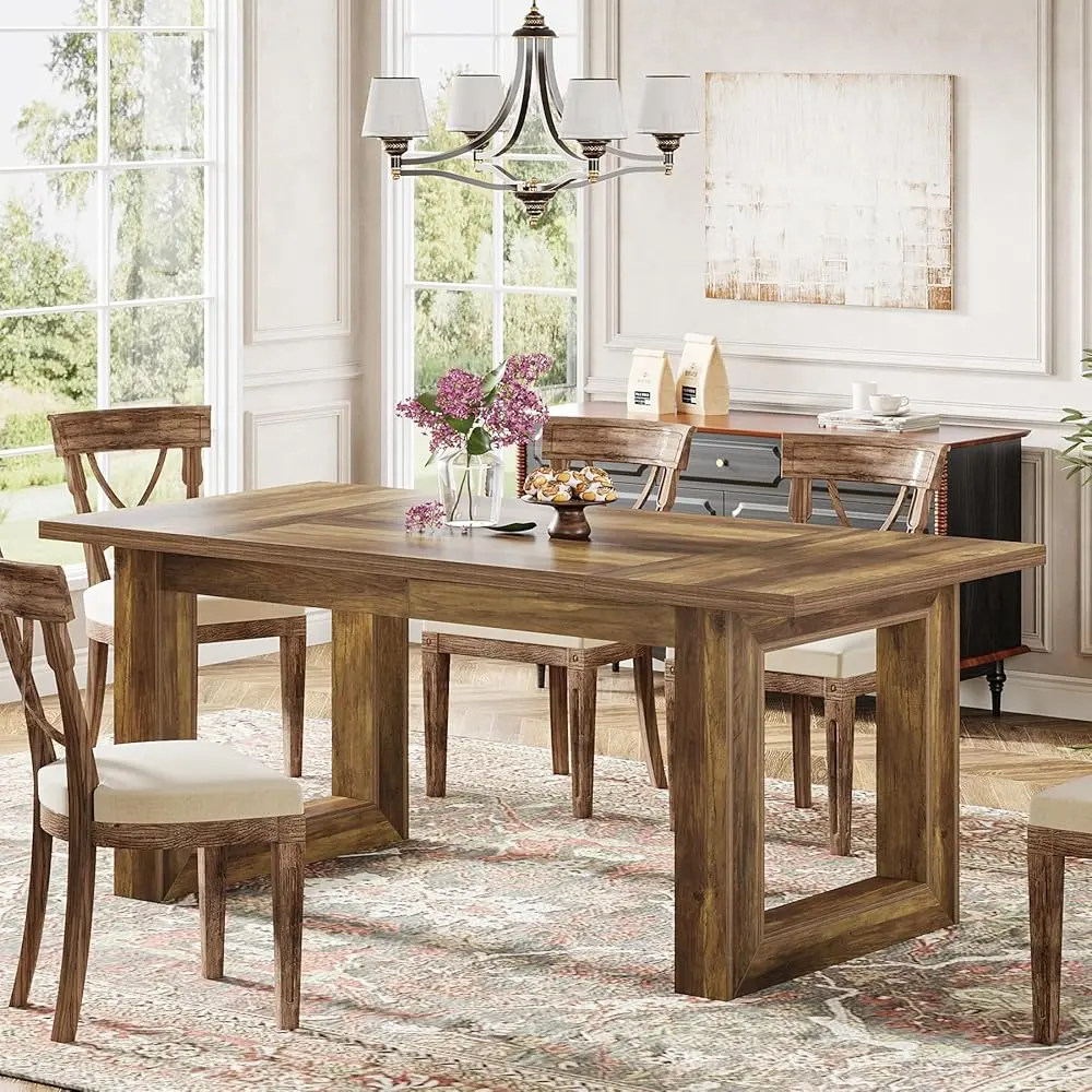 Tribesigns Modern 63-Inch Wood Kitchen Table, Ideal for Dining Room, Large Rectangular Design