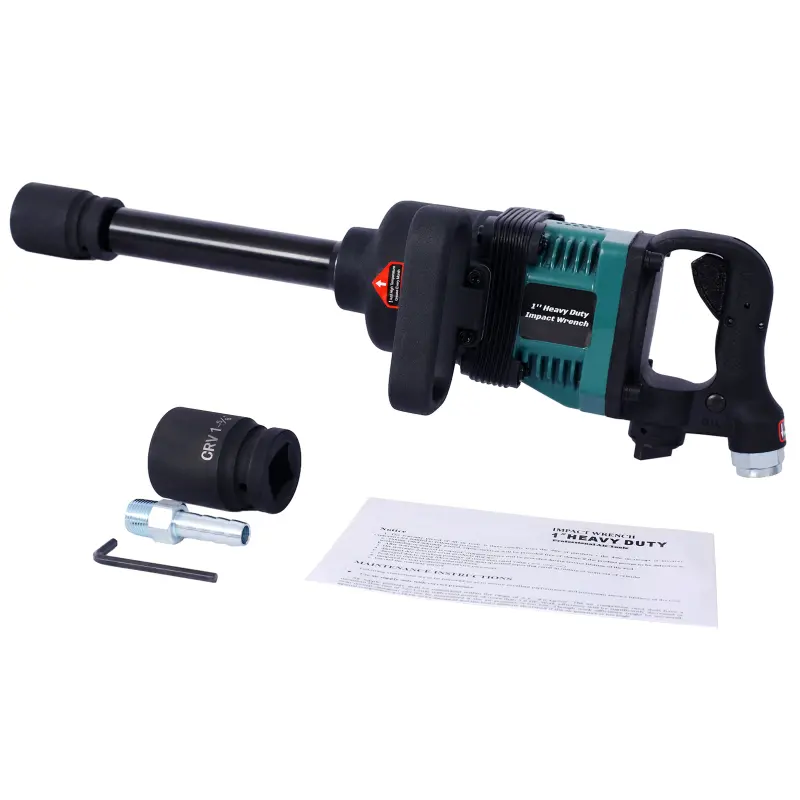 1-inch industrial long rod pneumatic impact wrench, specialized air cannon for truck maintenance, equipped with 38mm+41mm socket, rust and anti-corrosion high-strength body, heavy-duty tire disassembly tool for garage repair shop Power Tools Tool Kit