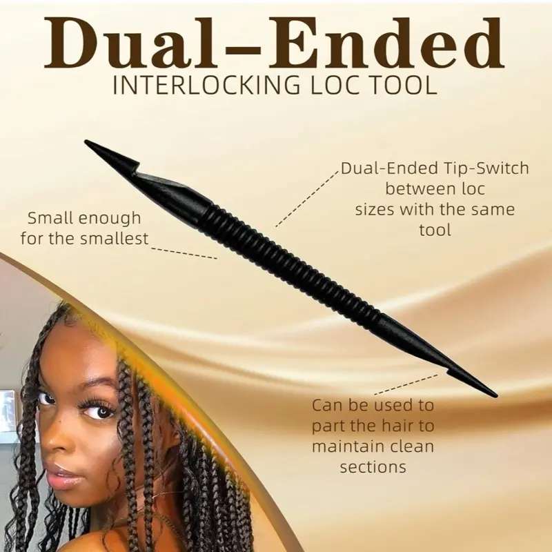 Dual Ended Interlocking Loc Tool for Natural Hair Styling, Easy Loc Maintenance & Installation