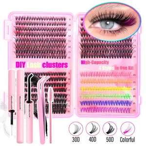 Colorful False Eyelashes, 1 Set Reusable Wispy Lashes Extensions for Natural Look, Comfortable Everyday Lashes, Photo Shoot Stage Makeup Lashes, Cosmetic Fluffy Cluster Lashes