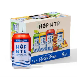HOPWTR Best Selling Flavors including Blood Orange, Lime, Mango and Peach | Infused with Ashwagandha and L-theanine | Sparkling Water, Beverage | 12oz