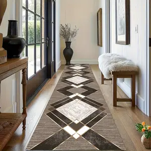 Bohemian Vintage Geometric Print Rug, Boho Area Rug, Multiple Colors Available, Soft Durable Washable Carpet for Indoor Outdoor Use