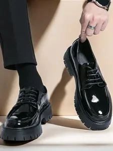 Men's Fashionable Lace Up Front Platform Oxford Shoes, Casual Business Shoes, Casual Comfortable Dress Shoes for Work Office, Male All-match Shoes for Daily Wear