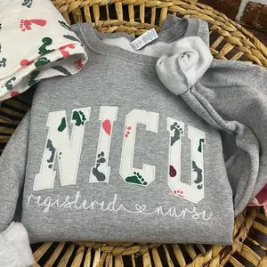Curved Baby Feet NICU Nurse sweatshirt from Baby Hospital Blanket - Labor and Delivery RN NICU - Fabric Keepsake Sweatshirts - Applique