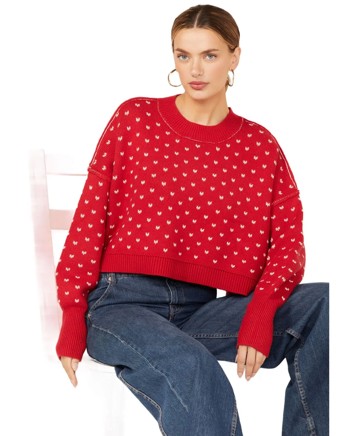Free People Women's Women'S Easy Street Solid Cropped Sweater - Ob1818532-Red