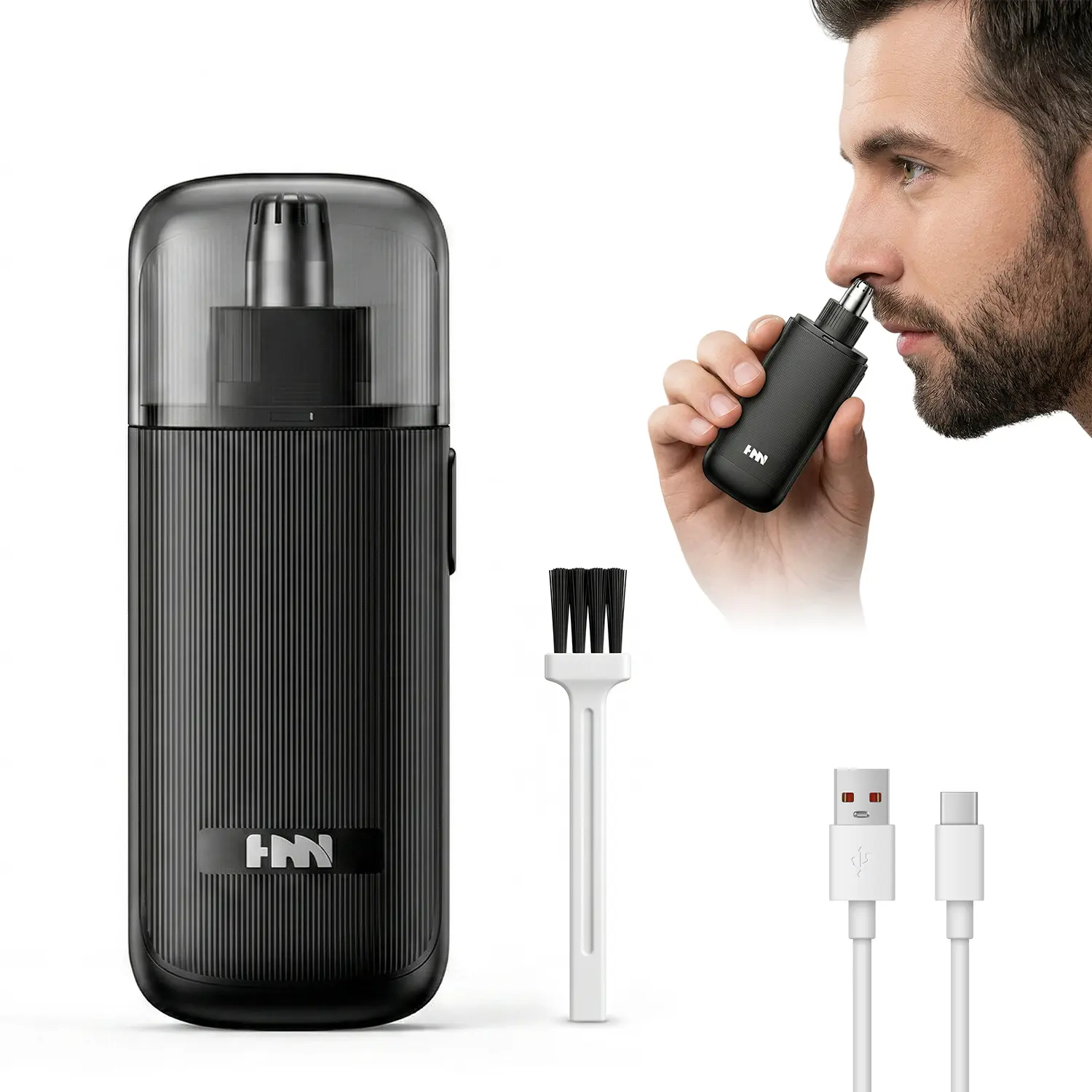 Portable Nose Hair Trimmer Clipper - Professional Painless Eyebrow & Facial Hair Trimmer for Men Women, Rechargeable Trimmer with Powerful Motor and Dual-Edge Blades for Easy Cleansing, Mini Travel Size