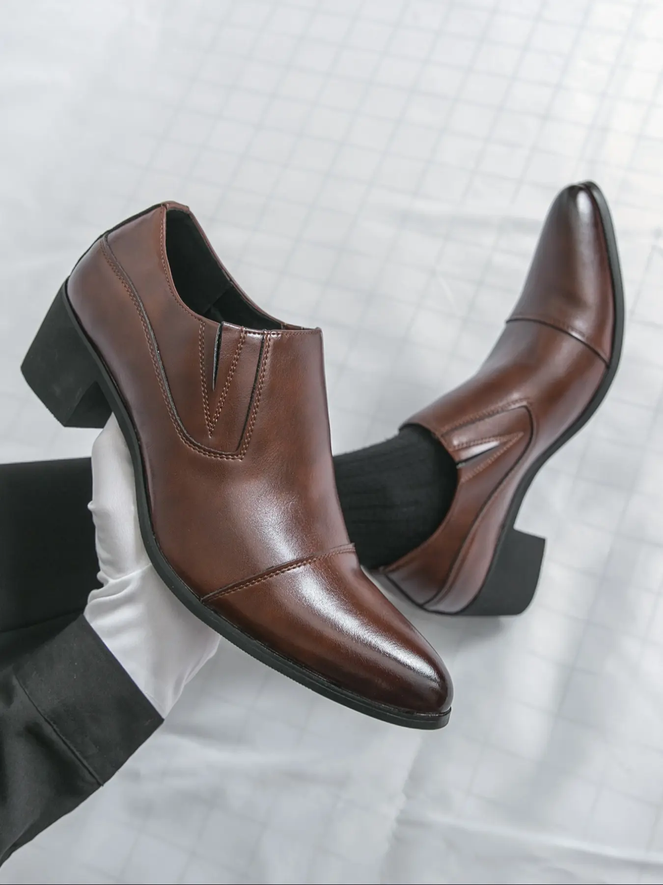 Men's High Heel Elevator Shoes, Pointed Toe Business Casual Fashion Formal Dress Shoes, Stylish Men's Footwear for Daily Wear, Office Work Footwear, Office Shoes