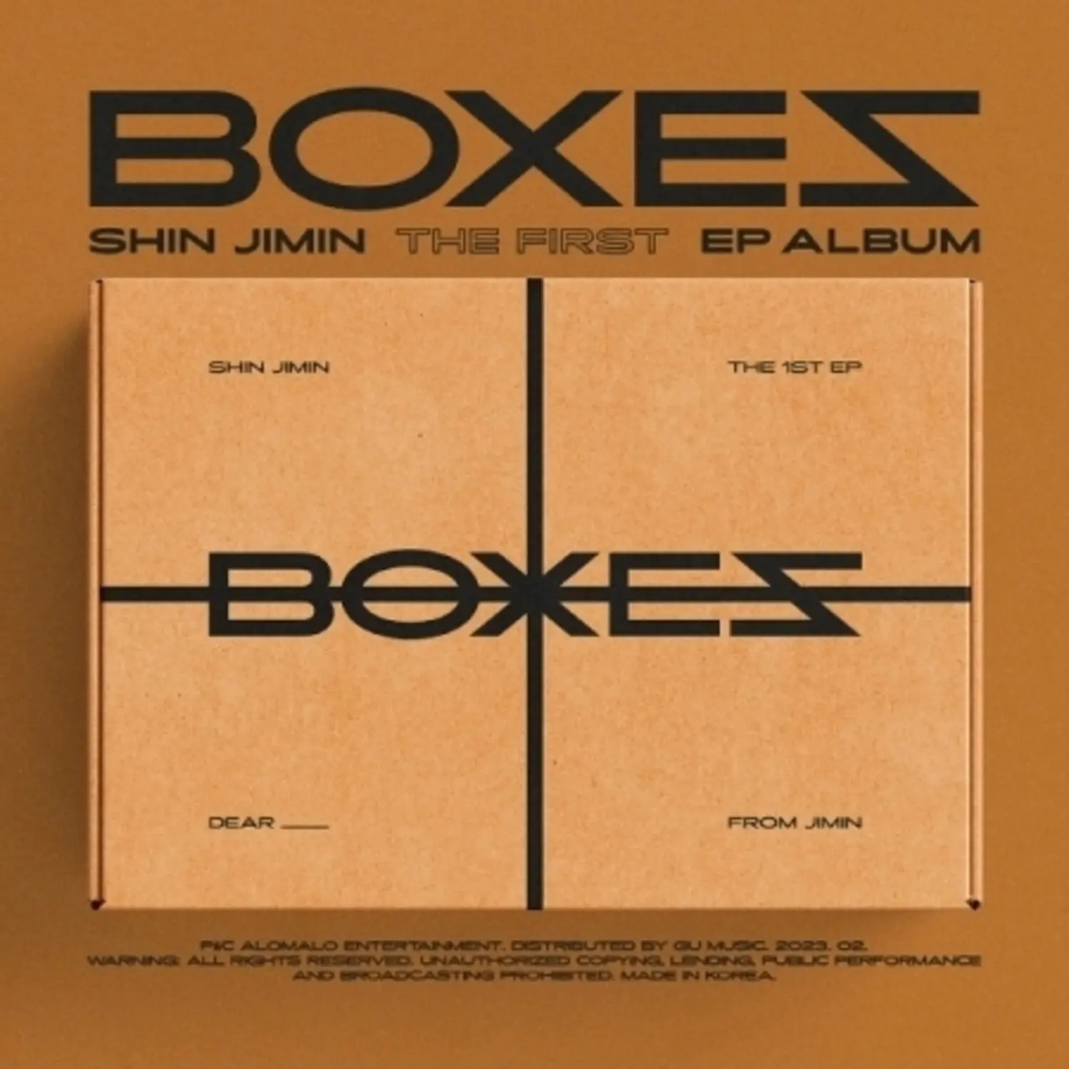Shin Jimin 1st EP Album - Boxes Package Including Outbox, Photo Book, Lyrics Paper, Plastic Bag, Folded Poster, Illust Sticker, Guitar Pick, Photocard