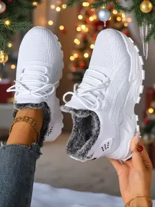 Women's Large Size Winter Warm Fleece Boots, Casual Snow Boot Lining, Comfortable Winter Shoes, Affordable Women's Insulated Boots