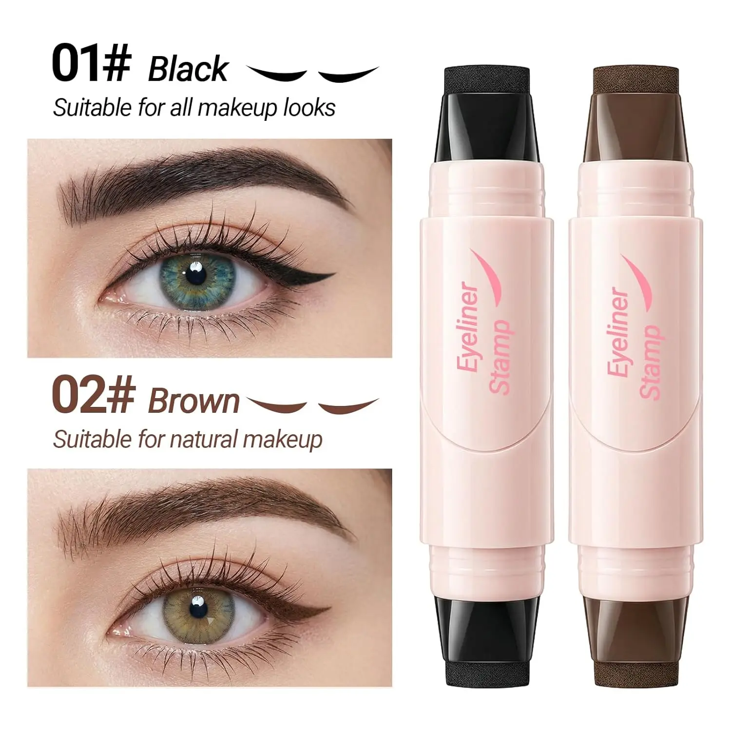 Dual-Ended Eyeliner Stamp Waterproof Smudge Proof One Step Cat Eye Liquid Eyeliner Pen  Makeup Tool for Beginners  One Step Perfect Cat Eye Eyeliner Stamp Smudge Resistant No Fade All Day Stay Eye Makeup Tool for Women