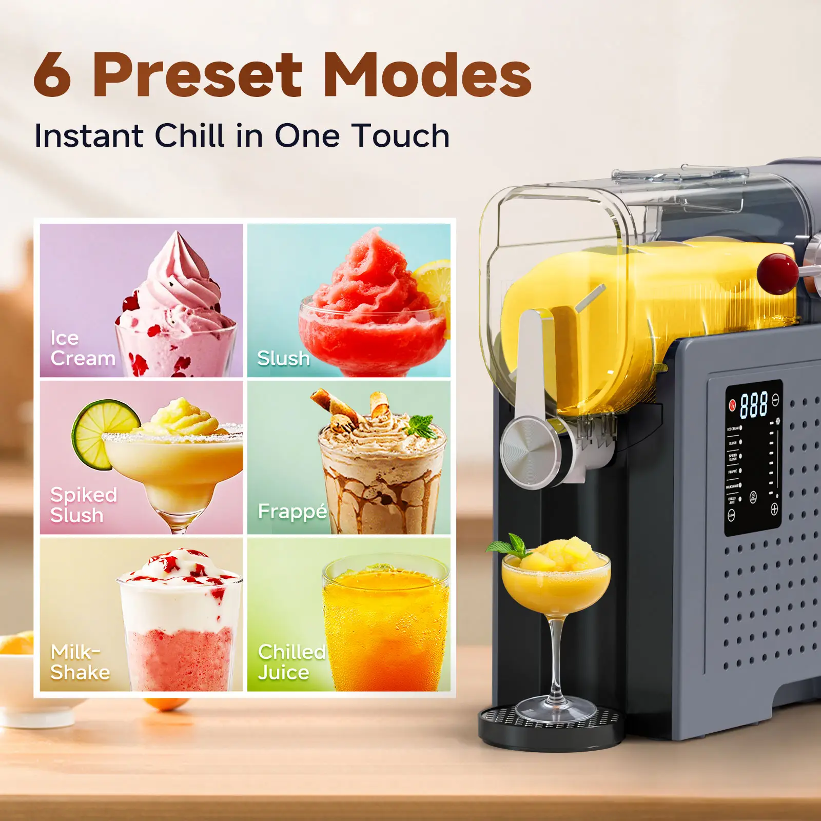 Slushie Machine Cold Beverage Maker (No Ice Cubes Needed)large capacity Ice Crusher & Smoothie Maker – a compact kitchen tool with automatic cleaning