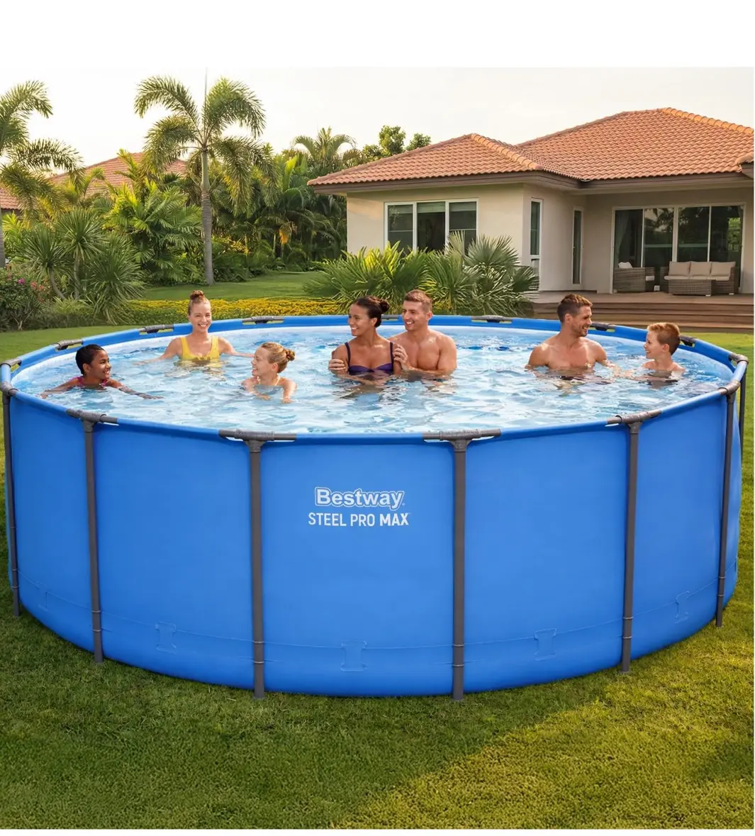 Bestway Steel Pro MAX 15' x 48" Round Above Ground Swimming Pool for Backyard