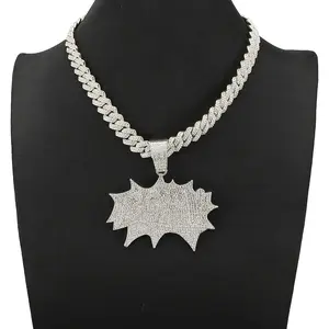 Men's Hip Hop Cuban Chain Necklace, "BOM!" Letter Pendant - Party Jewelry for Music Festivals, Halloween and St. Patrick's Day - Men's Year-Round Gift, Hip Hop Necklace, Holiday Accessory, Bold Statement Piece