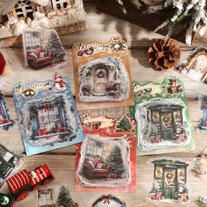 200 Colorful Christmas Stickers Large Size 2.76*2.76 Inch Decorative DIY Waterproof Sticker Set for Scrapbooking & Crafts Kit Santa Cup Wrap DTF UV