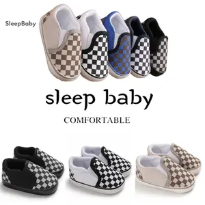 Toddler Baby Crib Pram Shoes Prewalker Soft Sole Slippers Trainers Plaids First Walker Toddler Anti-Slip Shoes Lightweight Breathable Toddler Sneakers