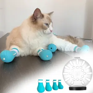 5Pcs Cat Muzzle and Boots Kit, Adjustable Headgear for Grooming, Breathable Hood Face Mask for Shaving Head Bubble Cover, Anti Bite Helmet Cat Holder for Bathing