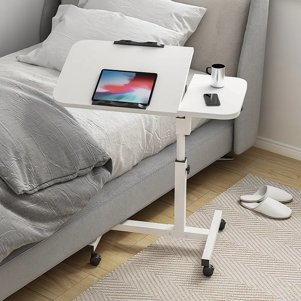 Standing Desk Mobile Laptop Desk Adjustable Overbed Table with Wheels and Tilting Desktop Standing Table for Laptop, Notebook, and Meals