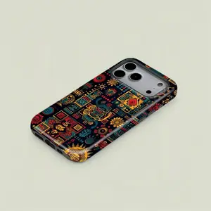 Aztec Tribal Geometric Pattern Phone Case, Dual-Layer Shockproof Anti-Scratch Protective, Daily Boho Street Style & Cultural Gifting, Vibrant Mayan Ethnic Sun Print Aesthetic for iPhone & Samsung Design Lotus tiktokshopspringglowup