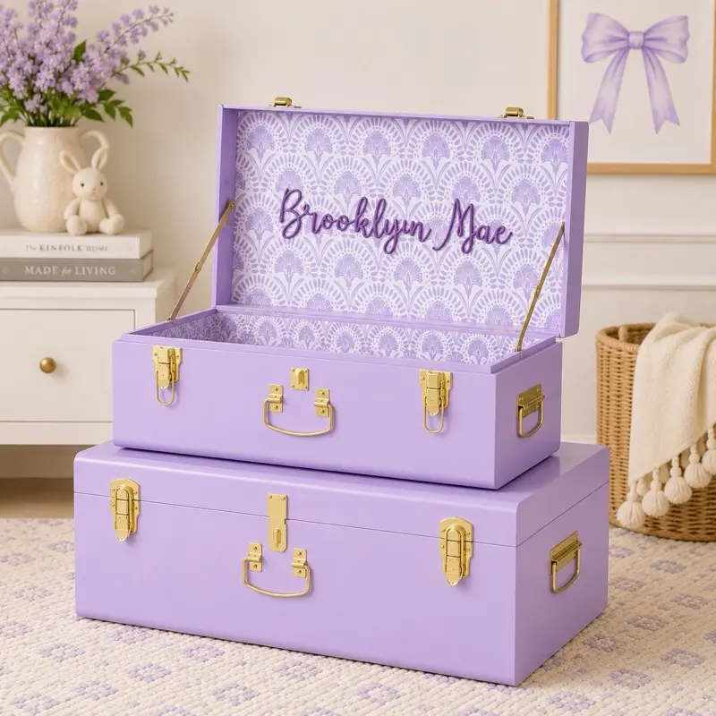 Keepsake Trunk Baby Wedding Shower Kids Nursery Home Decor Floral Flower Storage Bin Decoration File Office Children Toys Christmas Birthday Gift