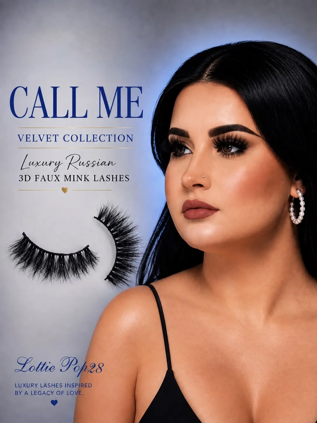 CALL ME Velvet Collection Premium Russian 3D Faux Mink Lashes Soft Lightweight Cotton Band Cruelty Free Bold Irresistible Look