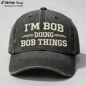 I'm Bob Doing Bob Things Embroidered Washed Dad Hat, Funny Gen X Boomer Humor Cap, Vintage Low Profile Baseball Hat, Personalized Name Gift For Dad Grandpa Husband, Casual Everyday Cap