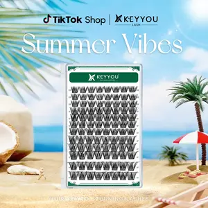 KEYYOU DIY Lash Clusters 8-14MIX Volume Lash Extension Waterproof Long-Lasting Eyelashes Extensions D Curl Easy to Use for Beginners #Summervibes