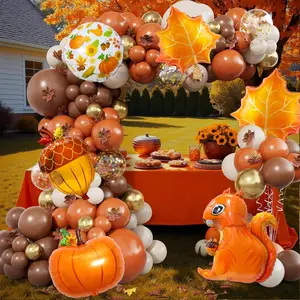 Balloons Decoration, Fall Color Maple Leaf, Hazelnut, Squirrel, Pumpkin for Globos De Thanksgiving (Orange Squirrel)