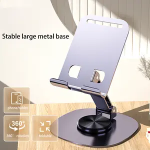 Adjustable Aluminum Phone Stand, Durable Stand, Rotatable 360 Degree Portable Tablet Holder, Compatible with iOS & Android, Ideal for Office & TV Streaming