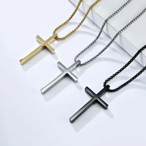 Minimalist Cross Charm Necklace with Shiny Box Chain, Daily Wear Jewelry, Ideal Gift Accessory for Daily Wear, Daily Wear Necklace