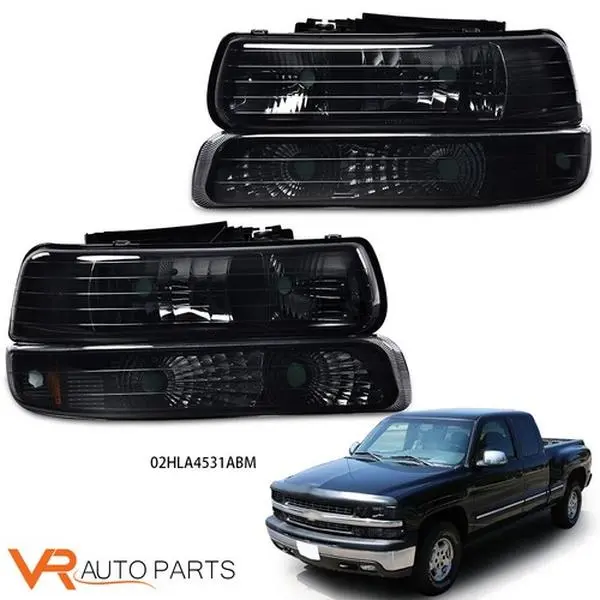 Fits 99-02 Chevy Silverado 00-06 Suburban DRL Headlight Left+Right Lamps