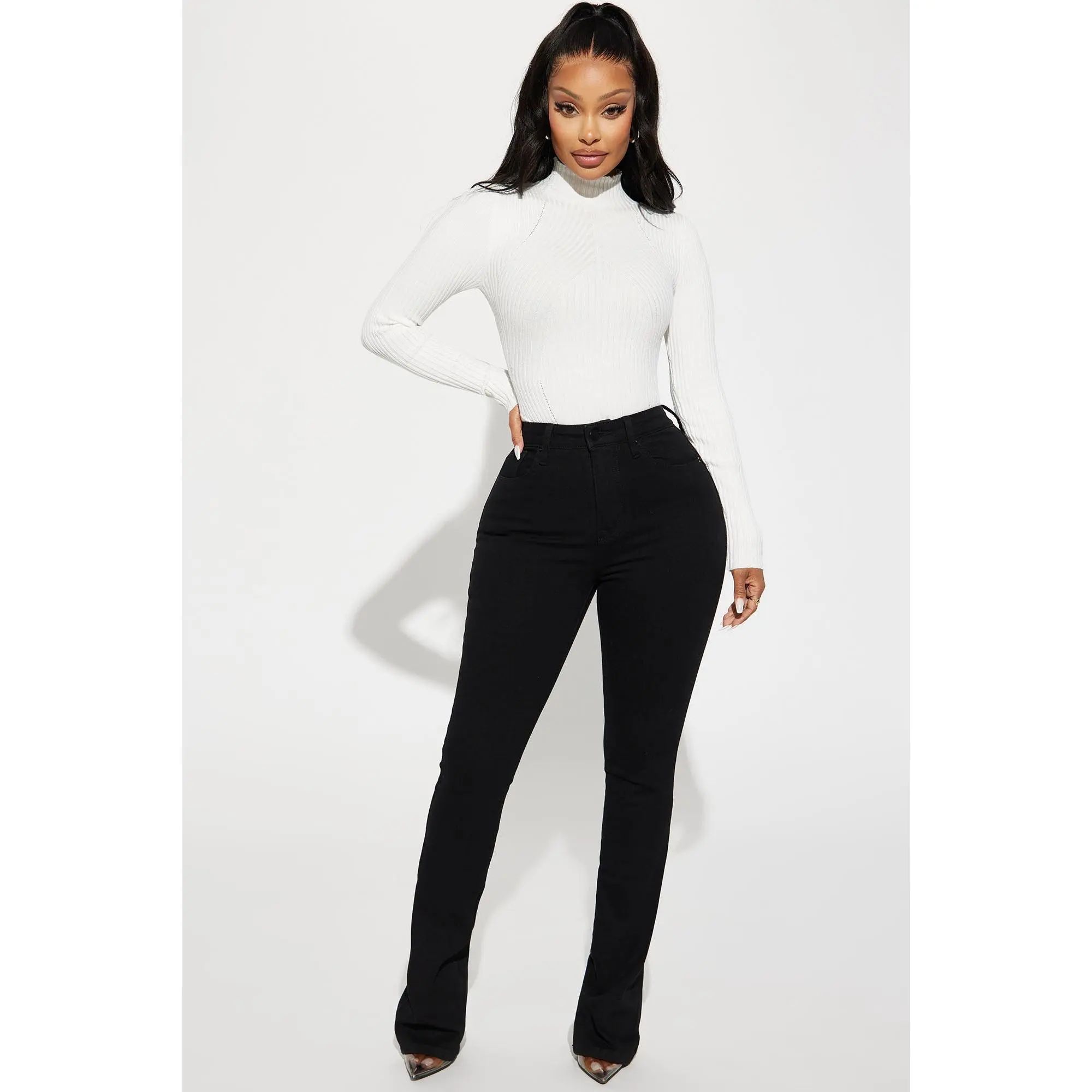 Harper High Rise Stretch Bootcut Jeans - Black