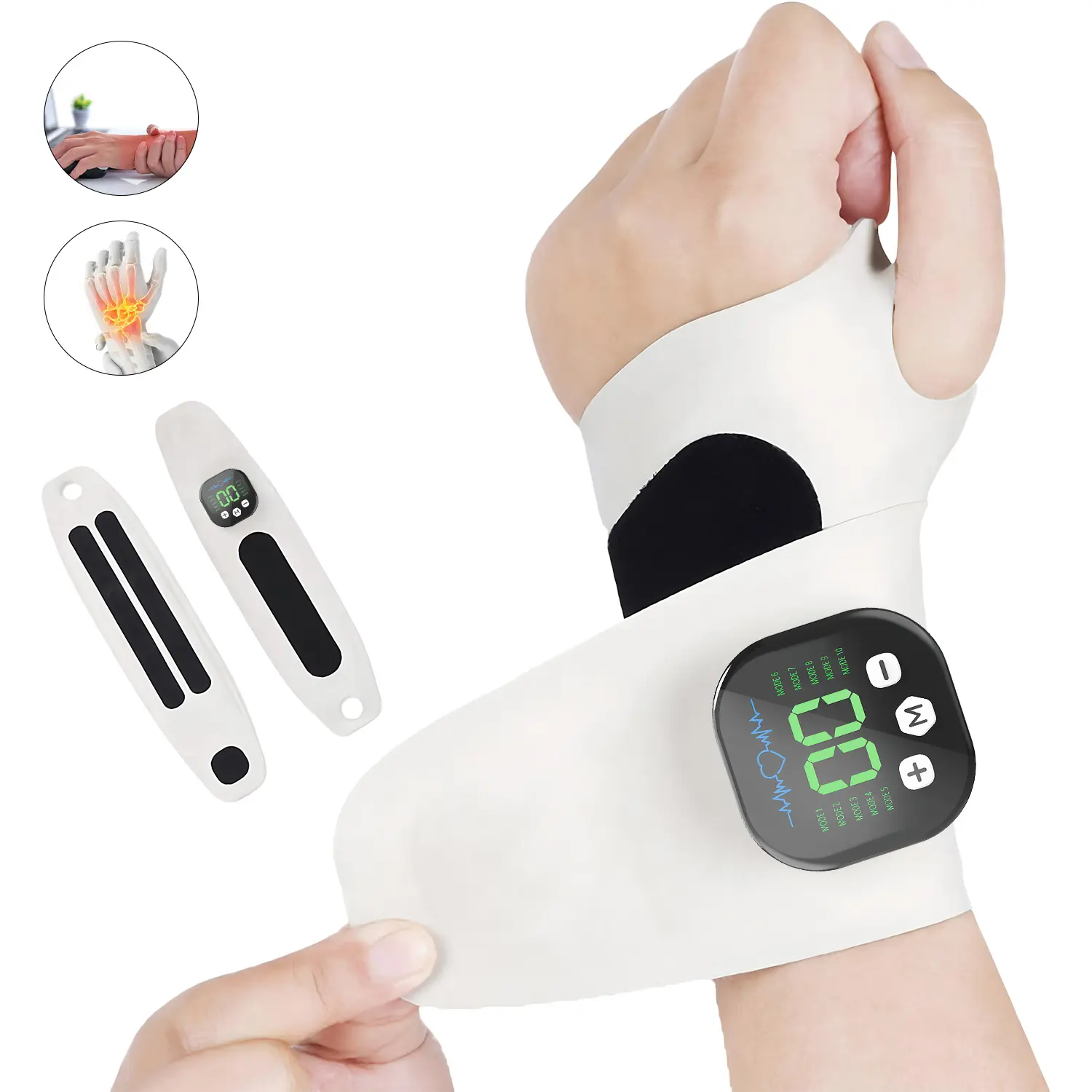 Hand Massage Cordless Wrist Wrap, EMS TENS Wrist Brace for Pain Relief Therapy Pain Management Device with LCD Display, 10 Modes & 29 Levels Adjustable, Electronic Pulse Massager, Rechargeable  Machine for Wrist and Hand, Gift for Father