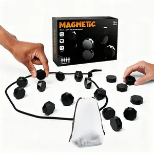 Christmas Gift – Portable Magnetic Chess Game,Family Magnetic Strategy Game for Kids & Adults,Magnet Game with 20 Black Pieces,Comes with a Portable Storage Bag,Perfect for Family Gatherings,Travel & Camping,Fun Tabletop Game,Magnetic Chess Board Game Set